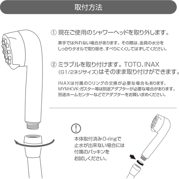 ミラブルの取り付け方